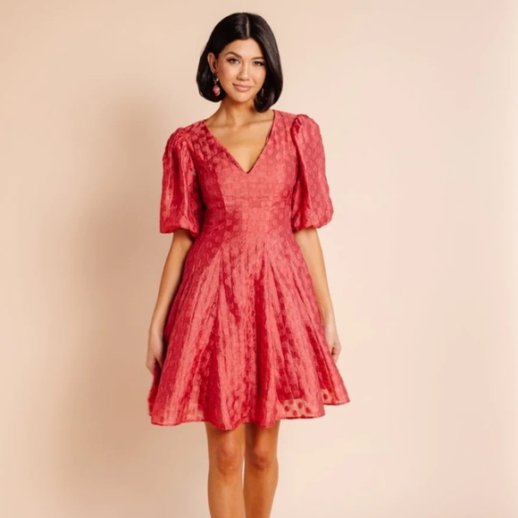 Dot Jacquard Fit & Flare Organza Dress RACHEL PARCELL - Picture 6 of 9